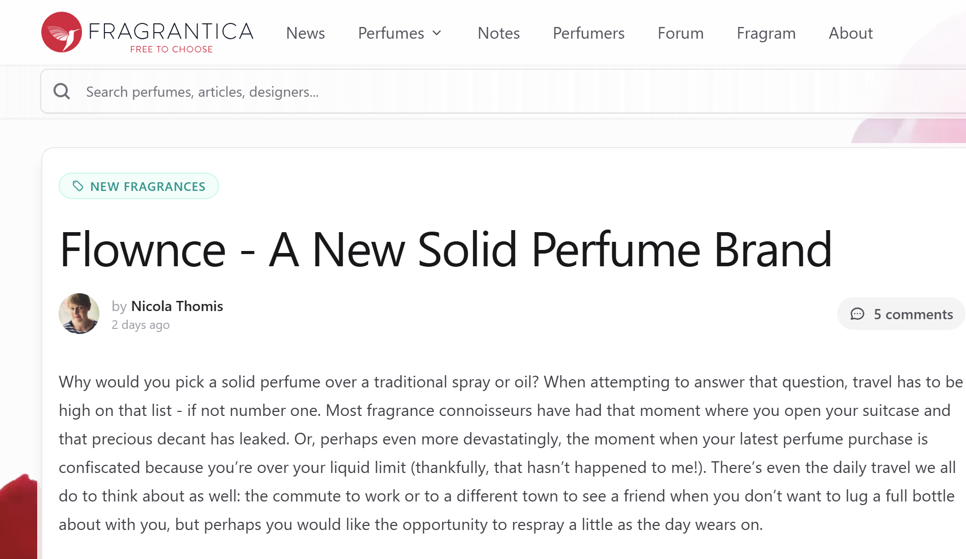 Flownce Featured on Fragrantica: The World's Biggest Perfume Platform Just Discovered Us